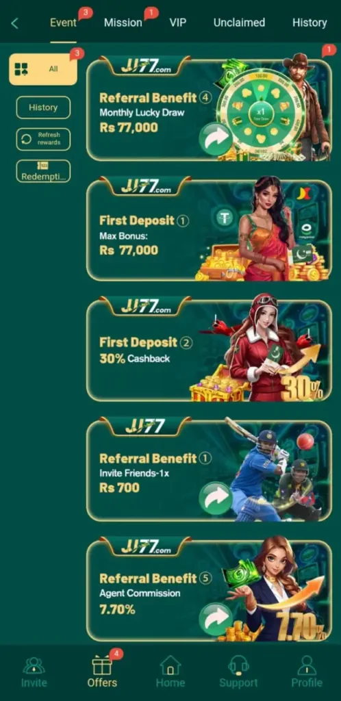 JJ77 game download bonuses and promotion