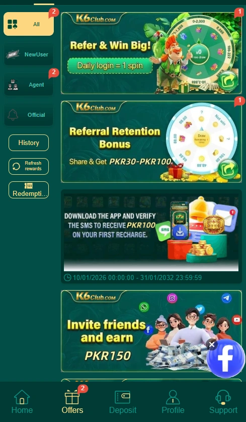 earn free bonusses in K6 game download 