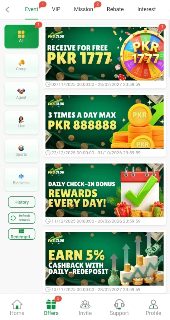 earn bonusses and rewards in PK6 game download 