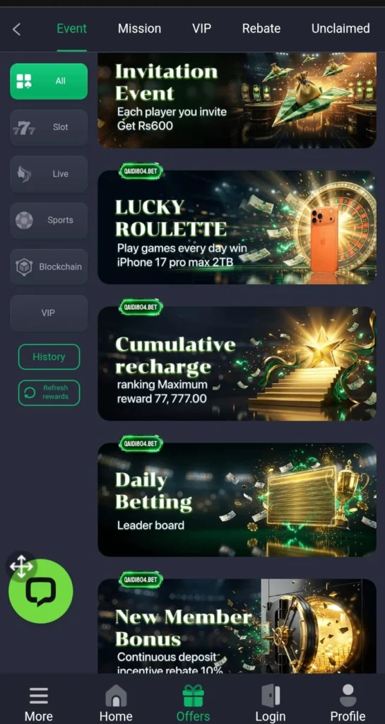 Qaidi804 earn free deposit bonuses and rewards